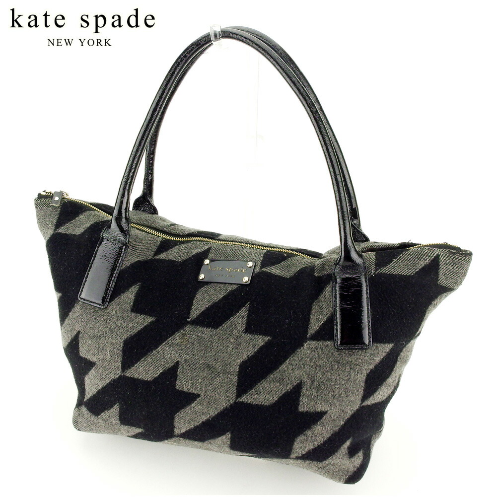【新生活応援★29％OFFクーポン】ケイトスペード Kate Spade トートバッグ ブラック　グレー 灰色 メンズ 中古 ブランド ハイブランド ヴィンテージ