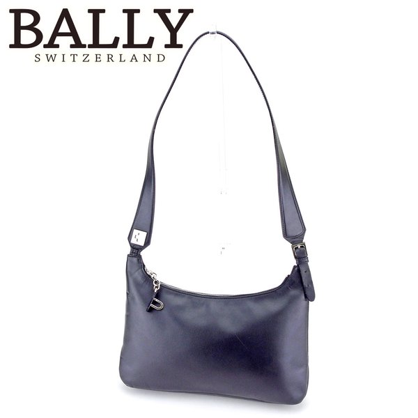 【お買い物マラソン★30％OFFクーポン】バリー BALLY ショルダーバッグ クロスモチーフ ブラック シルバー レディース 中古 ブランド ハイブランド ヴィンテージ