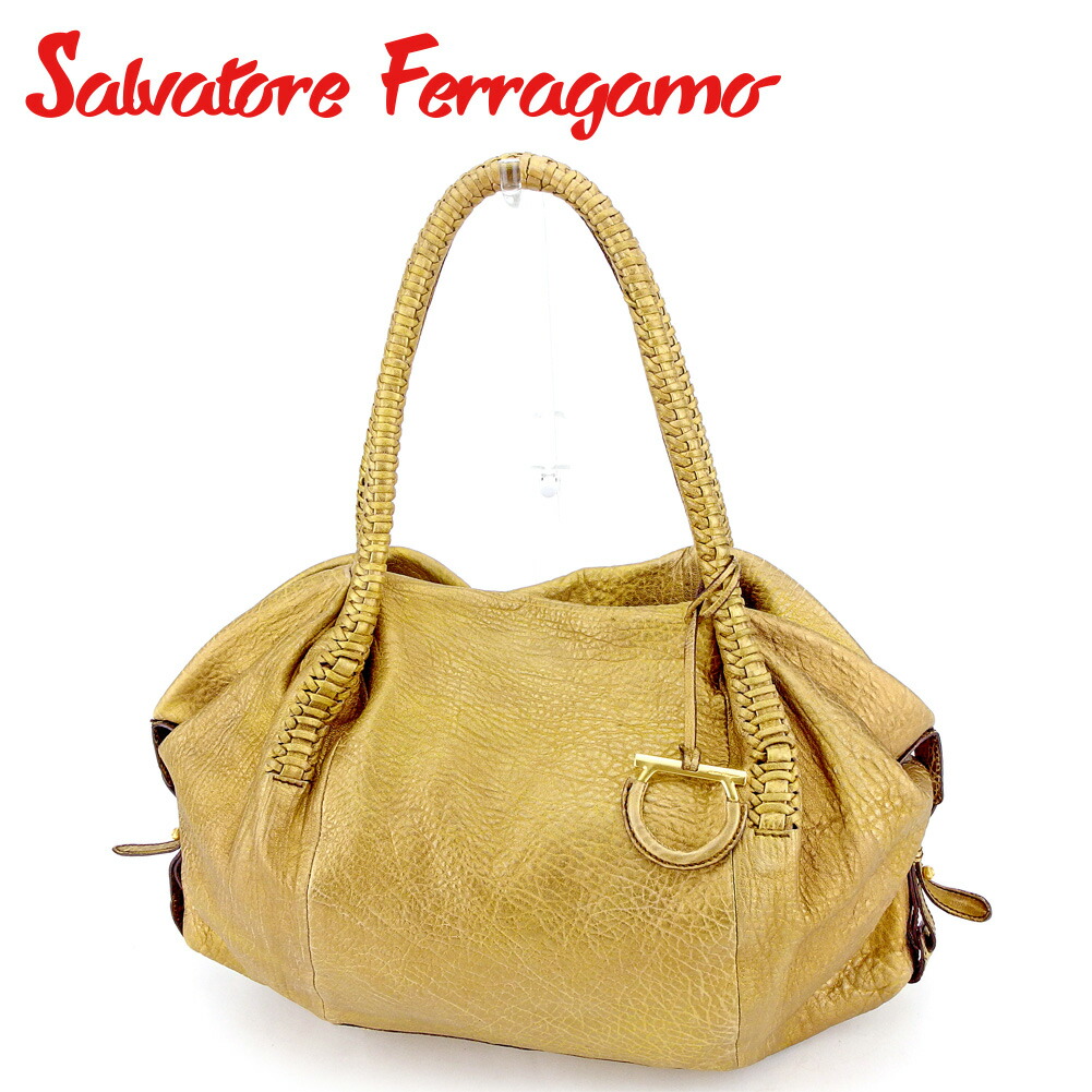 【Fashion Special Fair★24％OFFクーポン】サルヴァトーレフェラガモ Salvatore Ferragamo トートバッグ ガンチーニ ゴールド メンズ 中古 ブランド ハイブランド ヴィンテージ
