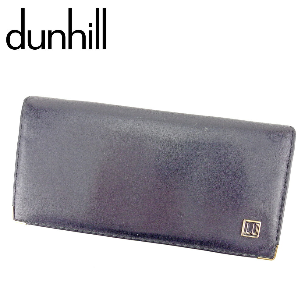 【お買い物マラソン★30％OFFクーポン】ダンヒル Dunhill 長財布 ロゴプレート ブラック ゴールド レディース 中古 ブランド ハイブランド ヴィンテージ