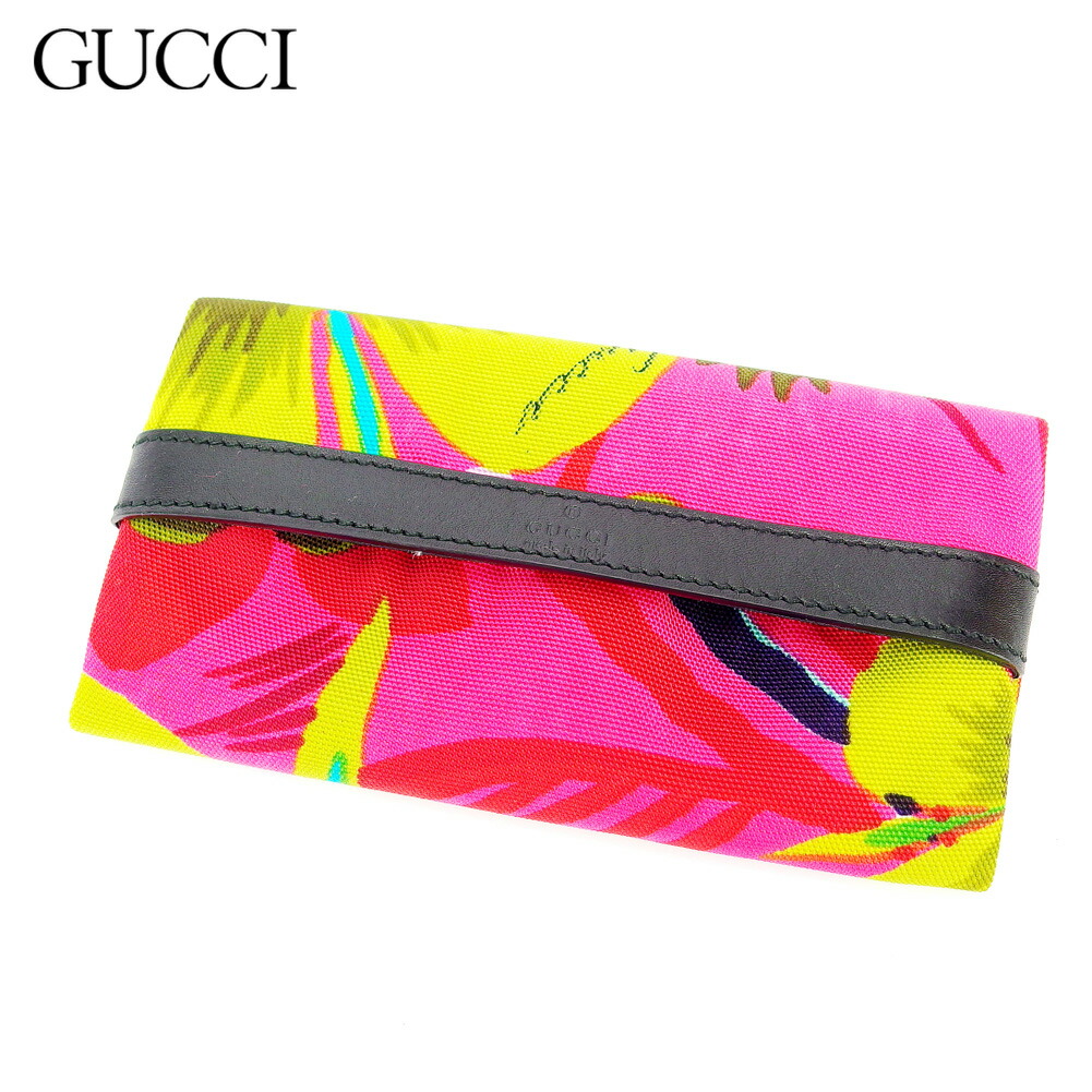【百貨店SALE★最大限度50％OFF】グッチ GUCCI 余分の物小物 御花 花柄 さくら色 緑であること 黒いこと系 メンズ 中古 ブランド名 ご機嫌ブランド名 ヴィンテージ