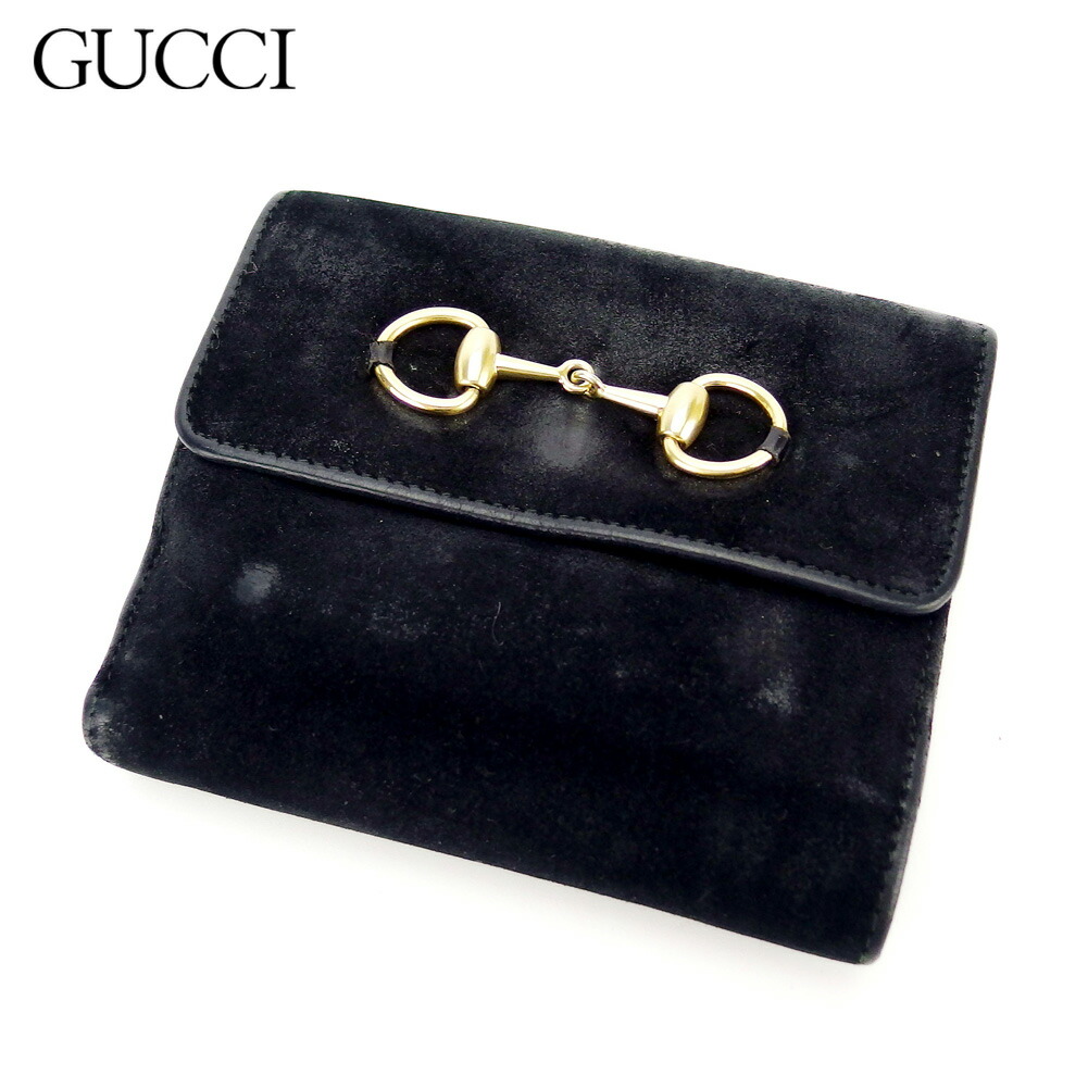 【お買い物マラソン★30%OFFクーポン】グッチ GUCCI 二つ折り財布 ホースビット ブラック ゴールド メンズ 中古 ブランド ハイブランド ヴィンテージ|ブランドデポ