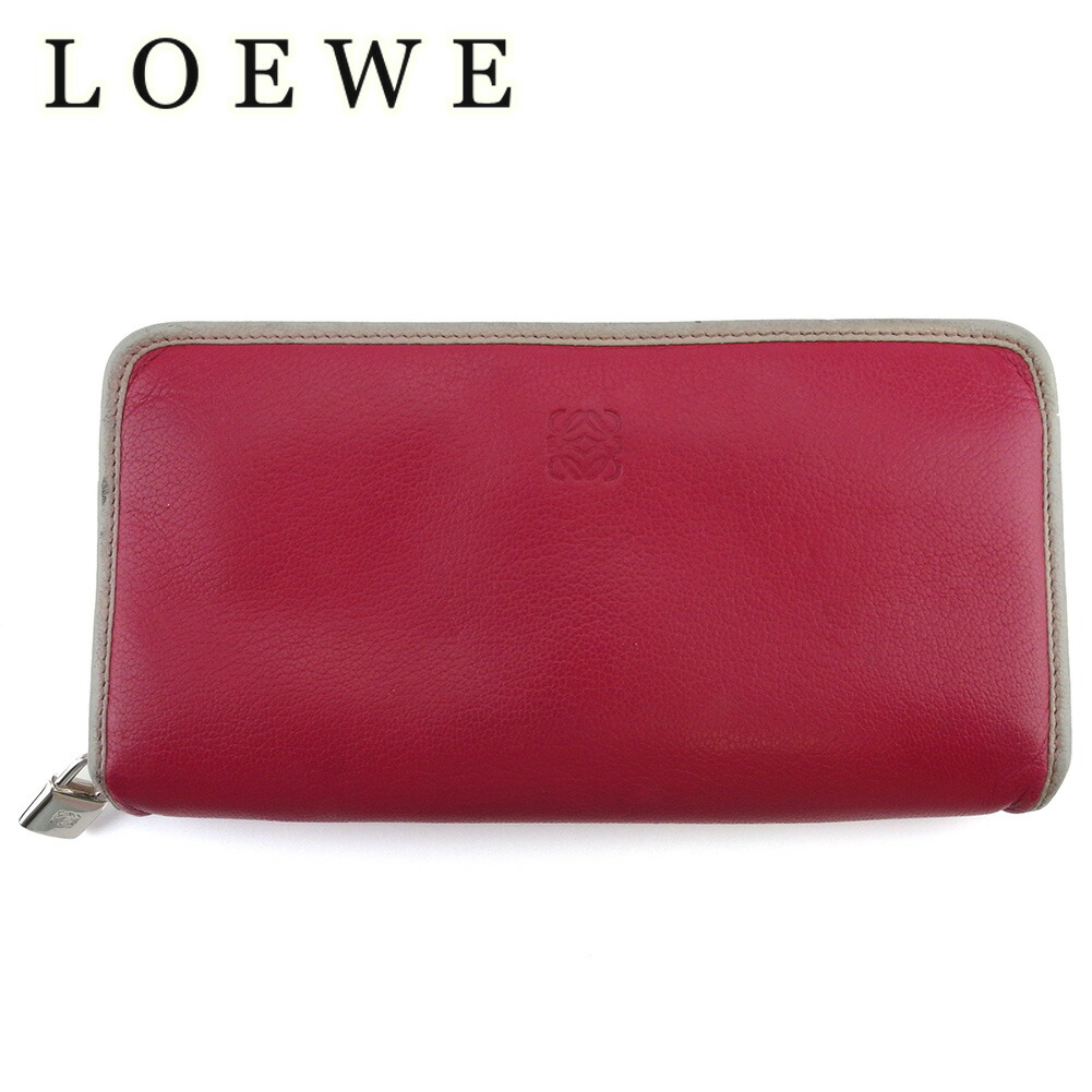 【お買い出しマラソン★30％OFF引き換え証】ロエベ LOEWE 長札入れ アナ瓦 サクラ色 薄墨色 薄墨色 しろがね色系 メンズ 中古 ブランド名 ご機嫌ブランド名 ヴィンテージ バッグ・小物・ブランド雑貨-財布・ケース