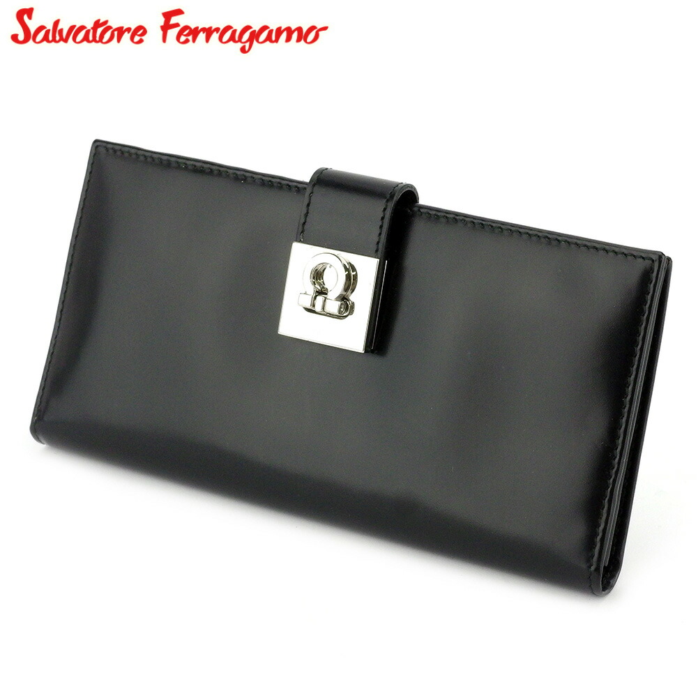 【雨季得SALE★21％OFFクーポン券】サルヴァトーレフェラガモ Salvatore Ferragamo 長紙入れ ガンチーニ 黒いこと しろがね色 メンズ 中古 ブランド名 ご機嫌ブランド名 ヴィンテージ