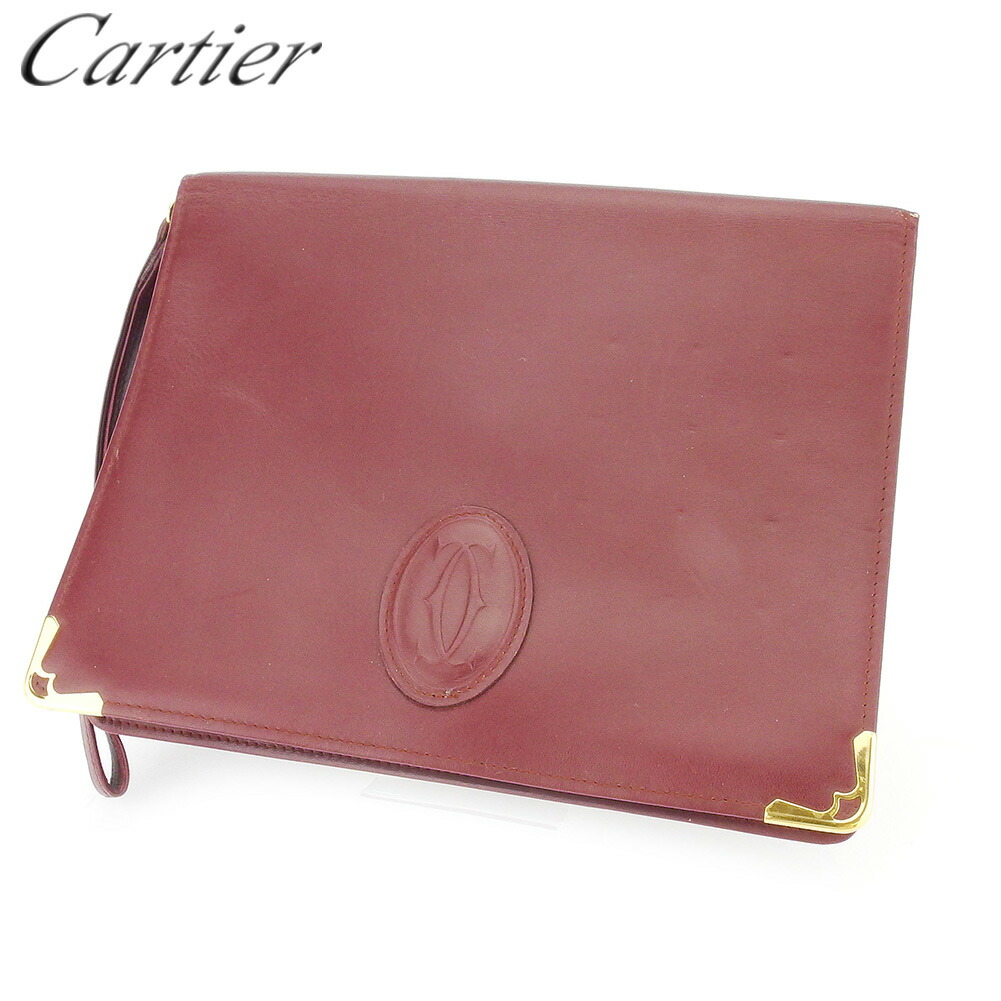 【お買い物マラソン★30％OFFクーポン】カルティエ CARTIER クラッチバッグ マストライン ボルドー ゴールド メンズ 中古 ブランド ハイブランド ヴィンテージ
