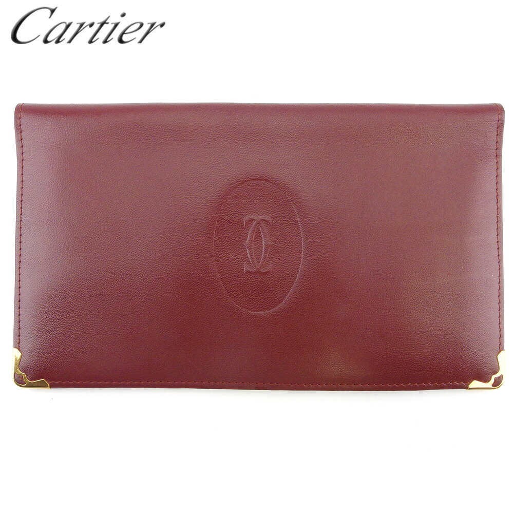 【月代わりの人大売り出し★29％OFFクーポン券】カルティエ CARTIER 紙入れ 船檣伝達ルート ボルドーワイン ゴールド レディース 中古 ブランド名 ご機嫌ブランド名 ヴィンテージ