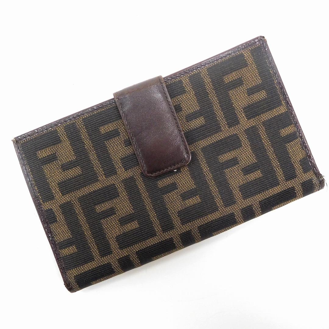 【土日BIG SALE★27％OFF引き換え証】フェンディ FENDI 二つ折り紙入れ ズッカ ともし火赤銅色×黒いこと メンズ 中古 ブランド名 ご機嫌ブランド名 ヴィンテージ