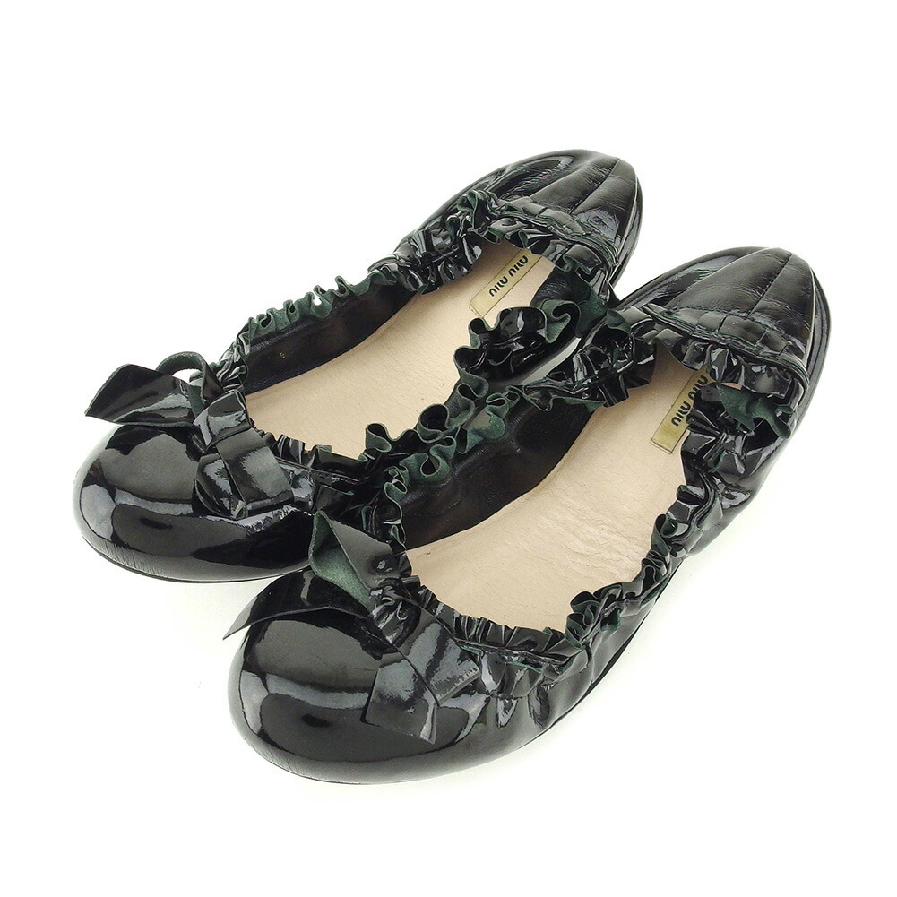 【お買い物マラソン★30%OFFクーポン】ミュウミュウ MIUMIU パンプス リボンモチーフ #36ハーフ ブラック レディース 中古 ブランド ハイブランド ヴィンテージ|ブランドデポ