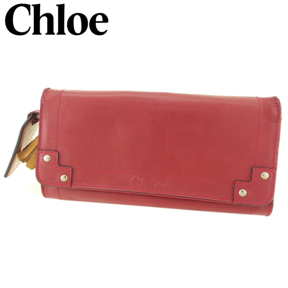 【お買い物マラソン★30%OFFクーポン】クロエ Chloe 長財布 エデン ボルドー ベージュ ゴールド メンズ 中古 ブランド ハイブランド ヴィンテージ