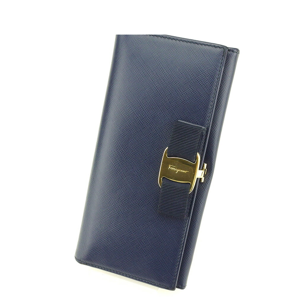 【百貨店SALE★最大限度50％OFF】サルヴァトーレフェラガモ Salvatore Ferragamo 長紙入れ ヴァラリボン 米国海軍 レディース 中古 ブランド名 ご機嫌ブランド名 ヴィンテージ