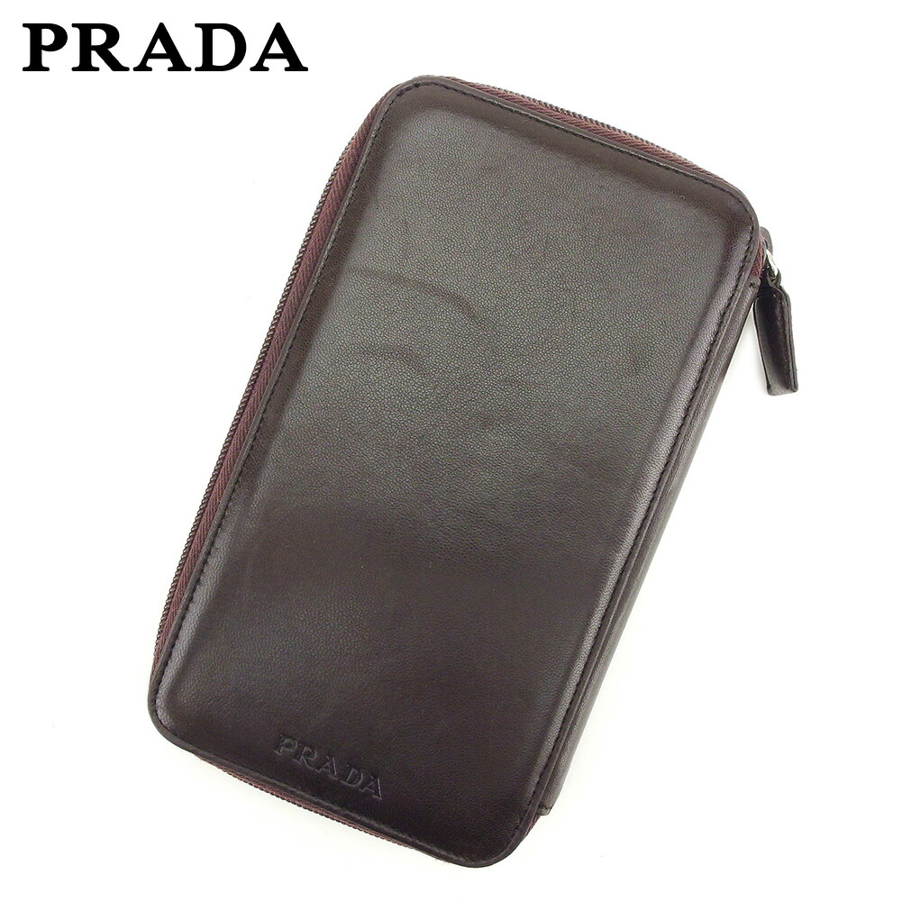 【お買い物マラソン★30%OFFクーポン】プラダ PRADA 長財布 ロゴ マルチパース ブラウン シルバー レディース 中古 ブランド ハイブランド ヴィンテージ|ブランドデポ