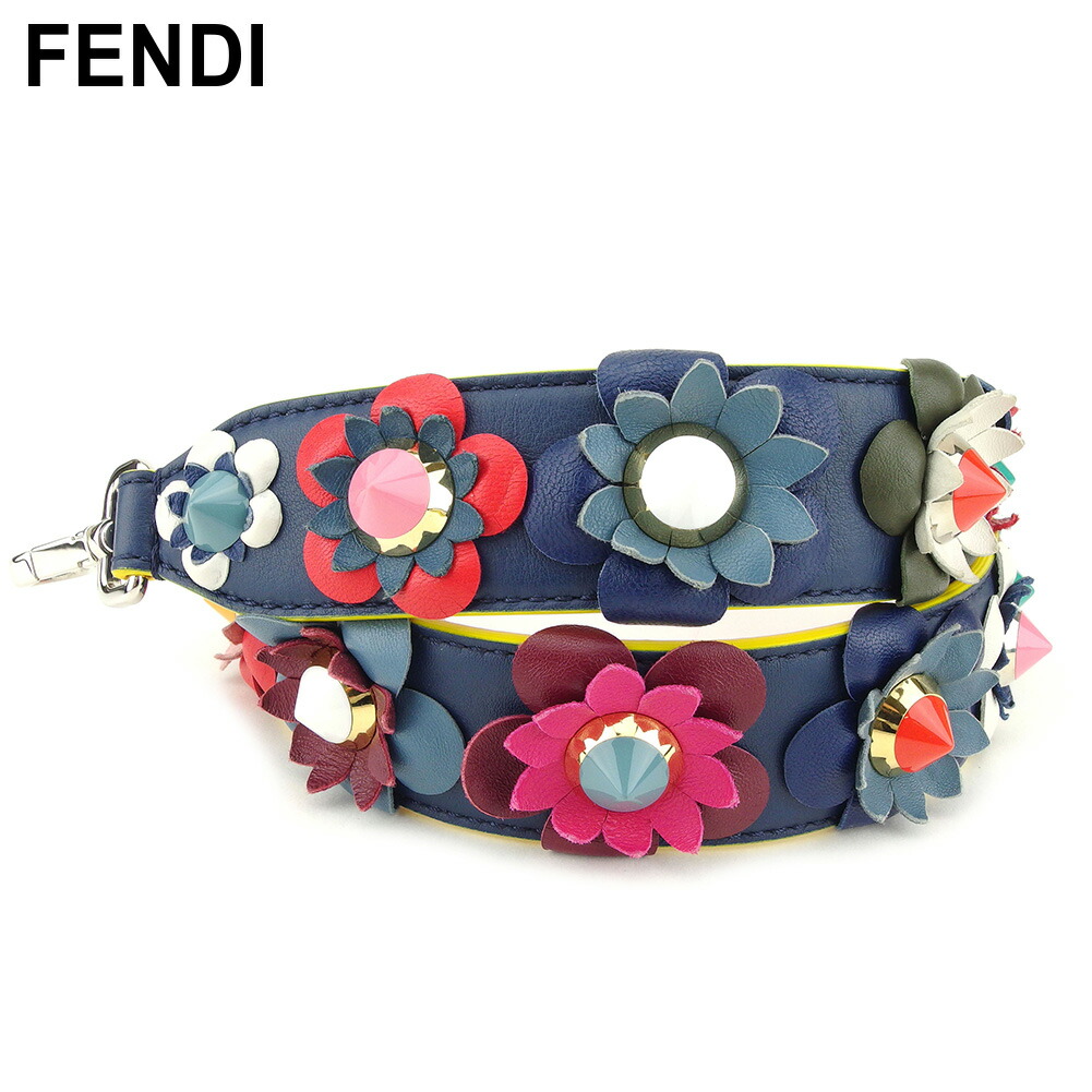 【お買い物マラソン★30％OFFクーポン】フェンディ FENDI ショルダーバッグ フラワーモチーフ レッド ネイビー ピンク メンズ 中古 ブランド ハイブランド ヴィンテージ
