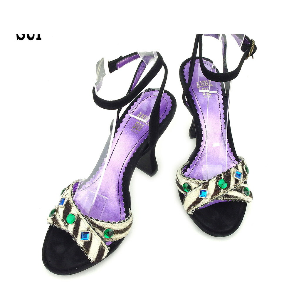 【お買い物マラソン★30％OFFクーポン】アナスイ ANNA SUI サンダル ゼブラ ♯M ブラック　ホワイト 白 レディース 中古 ブランド ハイブランド ヴィンテージ｜ブランドデポ 15,023円