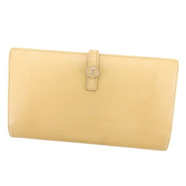 【決算前SALE★50％OFF引き換え証】シャネル CHANEL 長紙入れ ココボタン ベージュ レディース 中古 ブランド名 ご機嫌ブランド名 ヴィンテージ