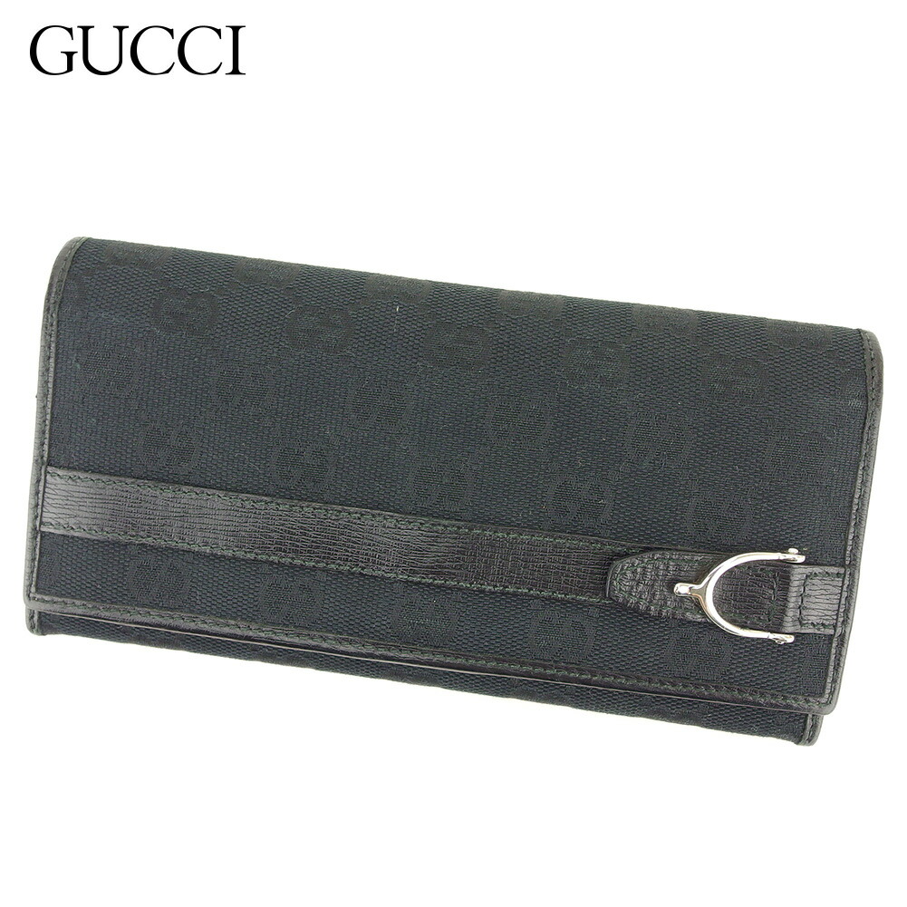 【決算前SALE★50％OFF引き換え証】グッチ GUCCI 長紙入れ GG柄 黒いこと レディース 中古 ブランド名 ご機嫌ブランド名 ヴィンテージ