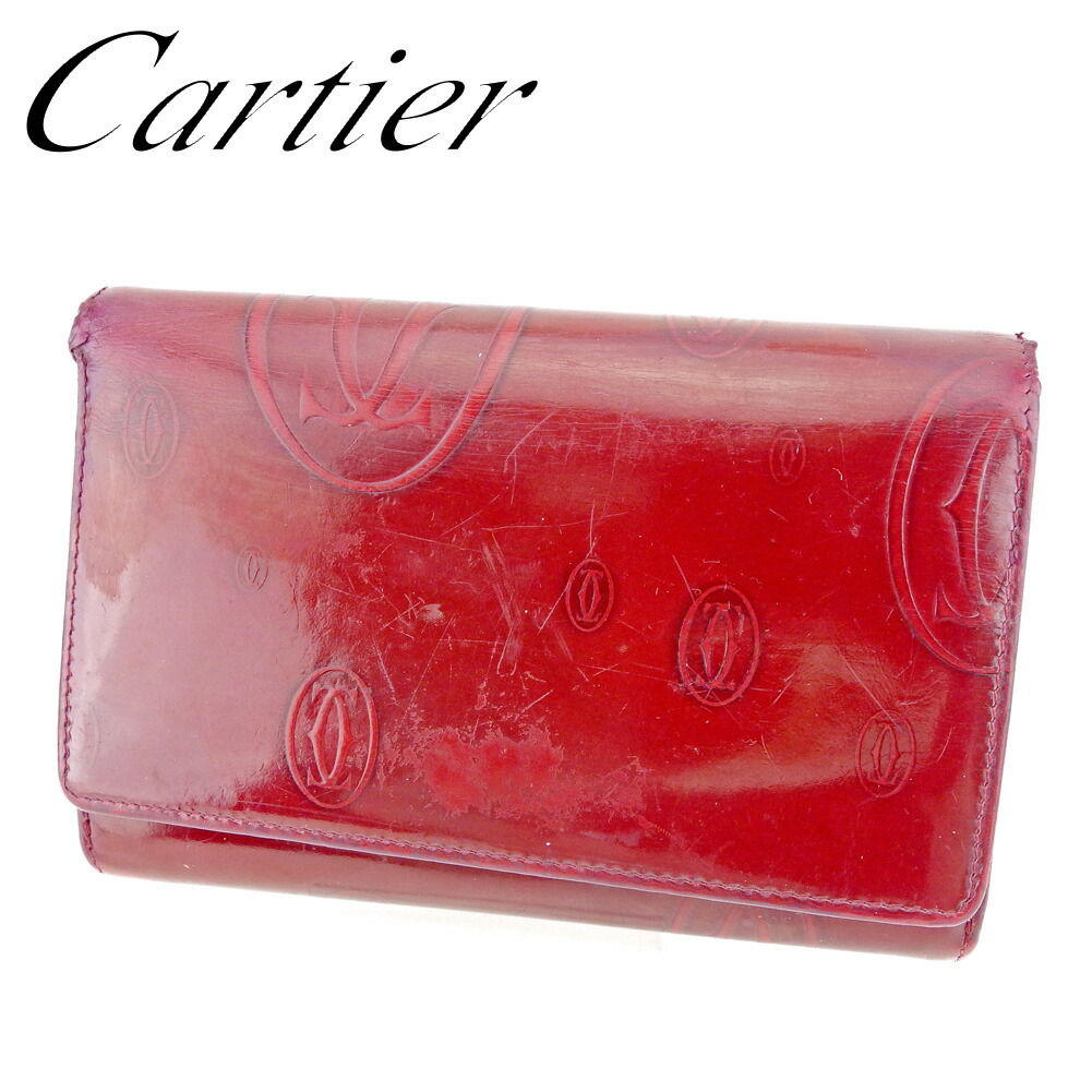 【Fashion Special Fair★24%OFFクーポン】カルティエ CARTIER 二つ折り財布 ハッピーバースデー ボルドー メンズ 中古 ブランド ハイブランド ヴィンテージ