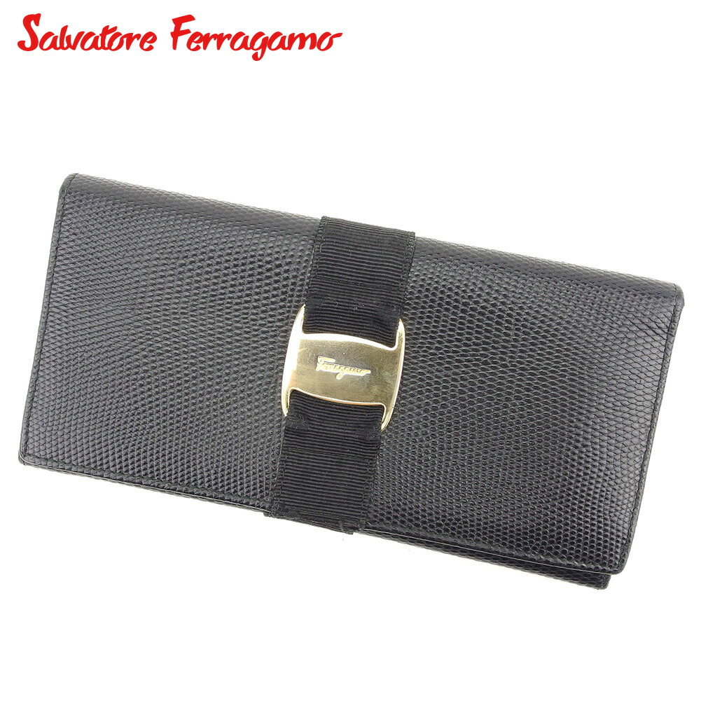【月代わりの人大売り出し★29％OFFクーポン券】サルヴァトーレフェラガモ Salvatore Ferragamo 長紙入れ ヴァラ金具 黒いこと メンズ 中古 ブランド名 ご機嫌ブランド名 ヴィンテージ