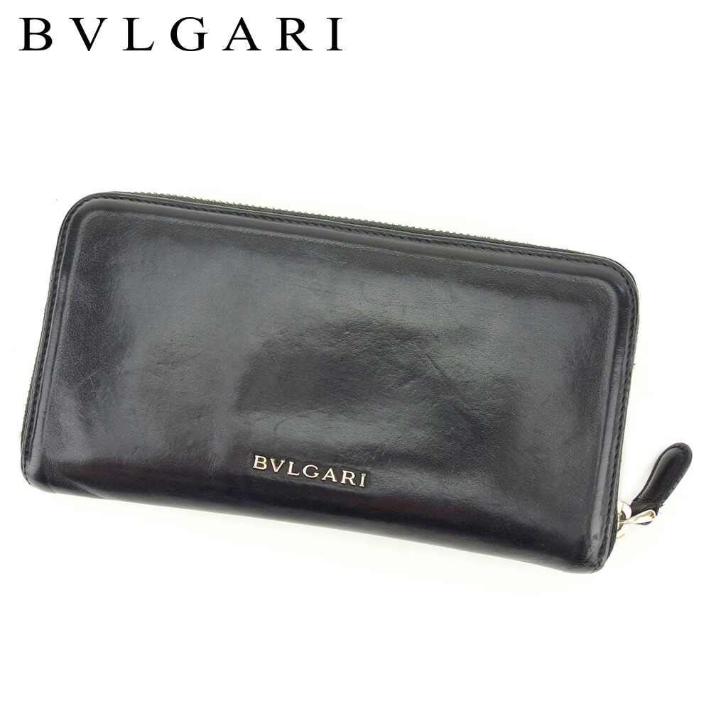 【土日BIG SALE★27％OFF引き換え証】ブル小峡谷 BVLGARI 長紙入れ 黒いこと メンズ 中古 ブランド名 ご機嫌ブランド名 ヴィンテージ