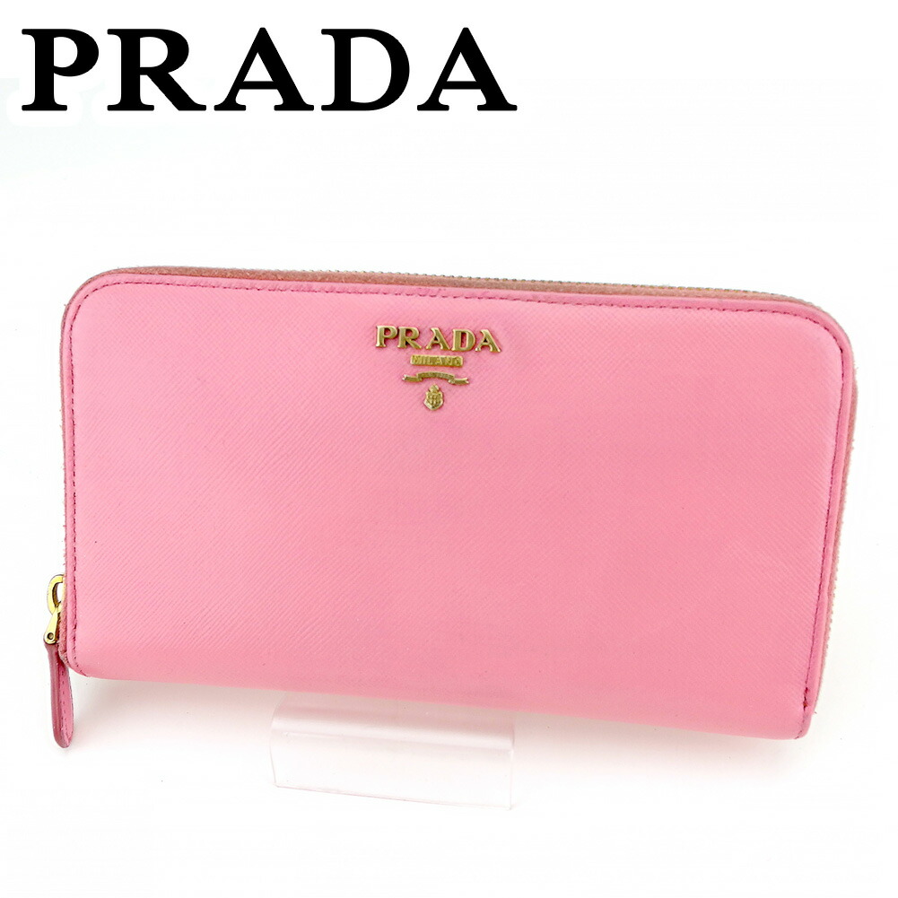 【雨季得SALE★21％OFFクーポン券】プラダ PRADA 長紙入れ サクラ色 メンズ 中古 ブランド名 ご機嫌ブランド名 ヴィンテージ
