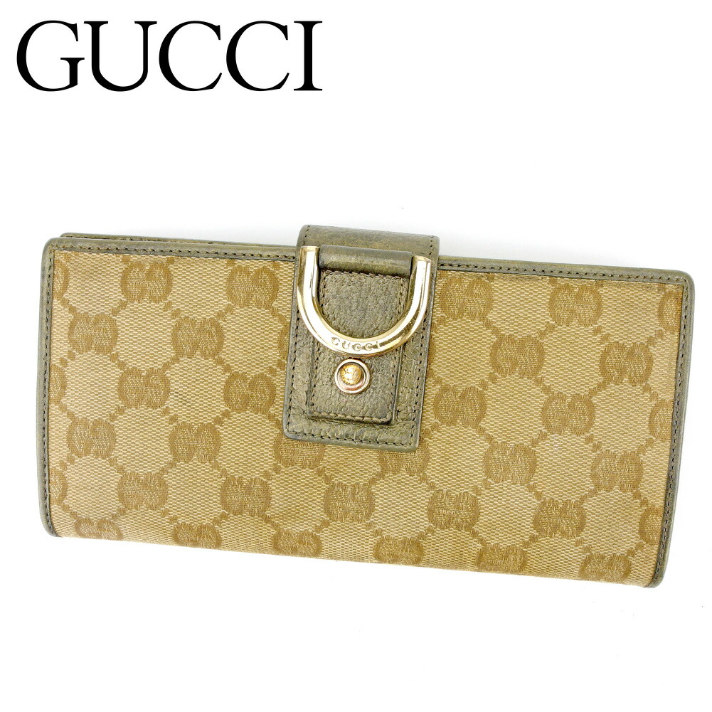 【お買い物マラソン★30％OFFクーポン】グッチ GUCCI 長財布 GG柄 ベージュ　ゴールド メンズ 中古 ブランド ハイブランド ヴィンテージ
