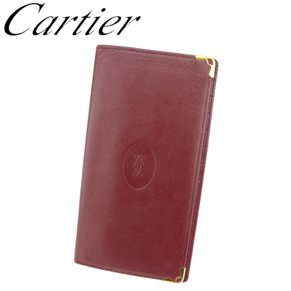 【お買い物マラソン★30％OFFクーポン】カルティエ CARTIER 札入れ マストライン ボルドー ゴールド メンズ 中古 ブランド ハイブランド ヴィンテージ