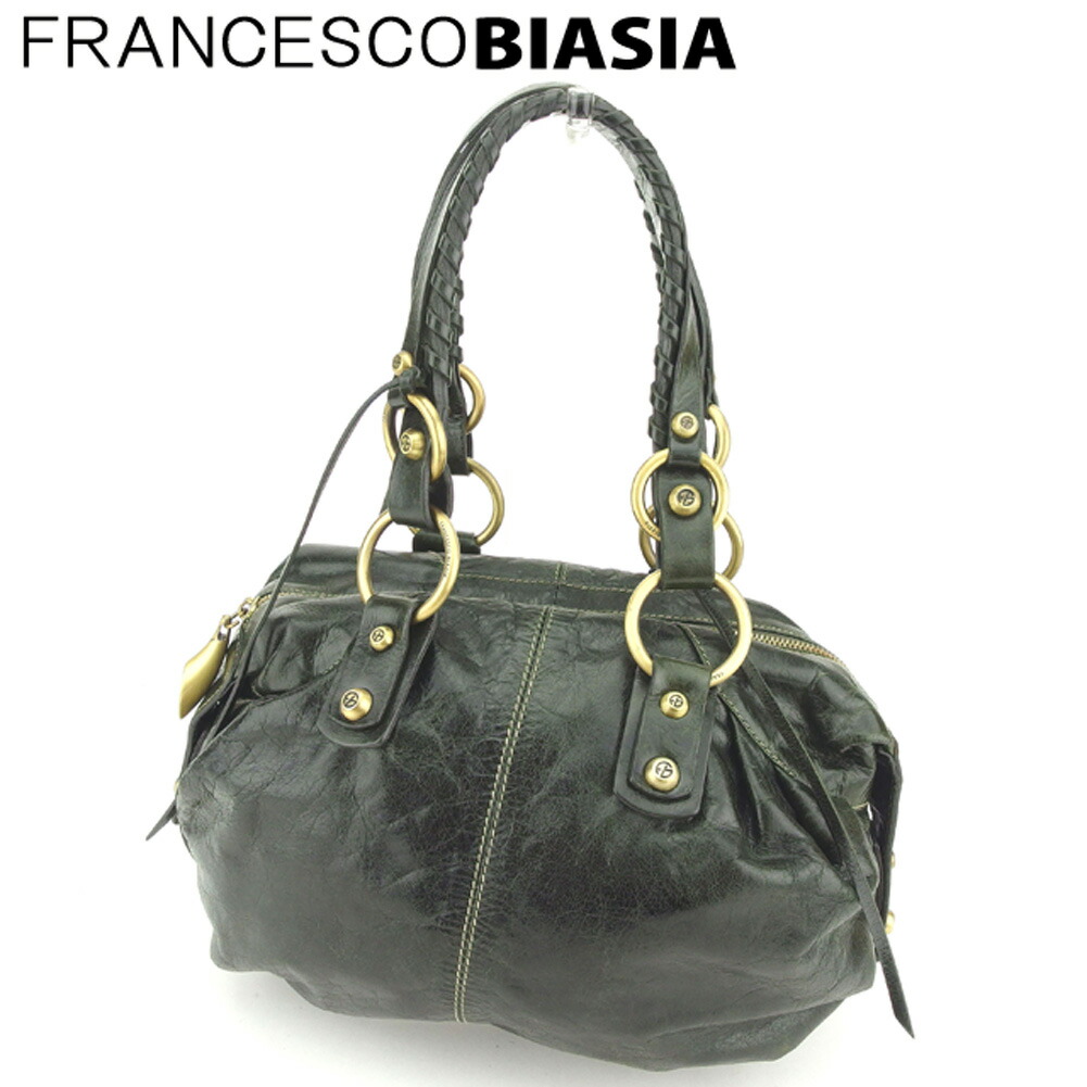 【お買い物マラソン★30％OFFクーポン】フランチェスコ・ビアジア FRANCESCO BIASIA ボストンバッグ ゴールドリング グリーン ゴールド メンズ 中古 ブランド ハイブランド ヴィンテージ