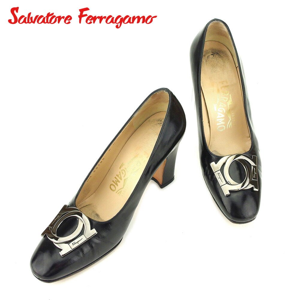 【お買い物マラソン★30%OFFクーポン】サルヴァトーレフェラガモ Salvatore Ferragamo パンプス ガンチーニ #4 ブラック メンズ 中古 ブランド ハイブランド ヴィンテージ|ブランドデポ