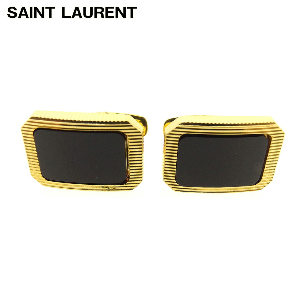 【百貨店SALE★最大限度50％OFF】サンローラン SAINT LAURENT 折り返し 真四角 スウィヴル式 ゴールド 黒いこと メンズ 中古 ブランド名 御機嫌ブランド名 ヴィンテージ