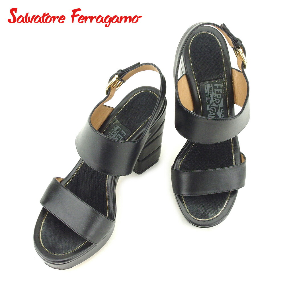 【お買い物マラソン★30％OFFクーポン】サルヴァトーレフェラガモ Salvatore Ferragamo サンダル ガンチーニ #3ハーフ ブラック メンズ 中古 ブランド ハイブランド ヴィンテージ
