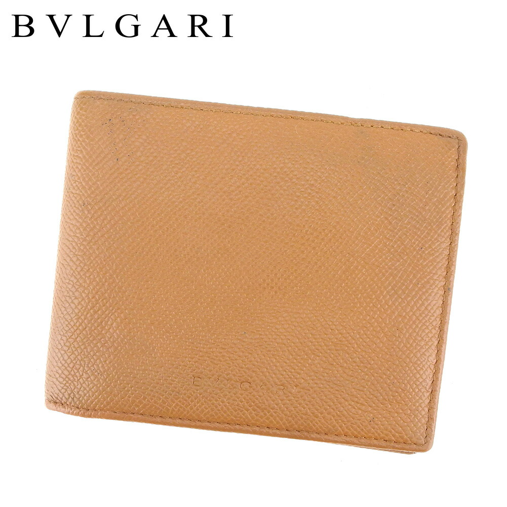 【土日BIG SALE★27％OFF引き換え証】ブル小峡谷 BVLGARI 紙入れ 型押しロゴタイプ ともし火赤銅色 メンズ 中古 ブランド名 ご機嫌ブランド名 ヴィンテージ