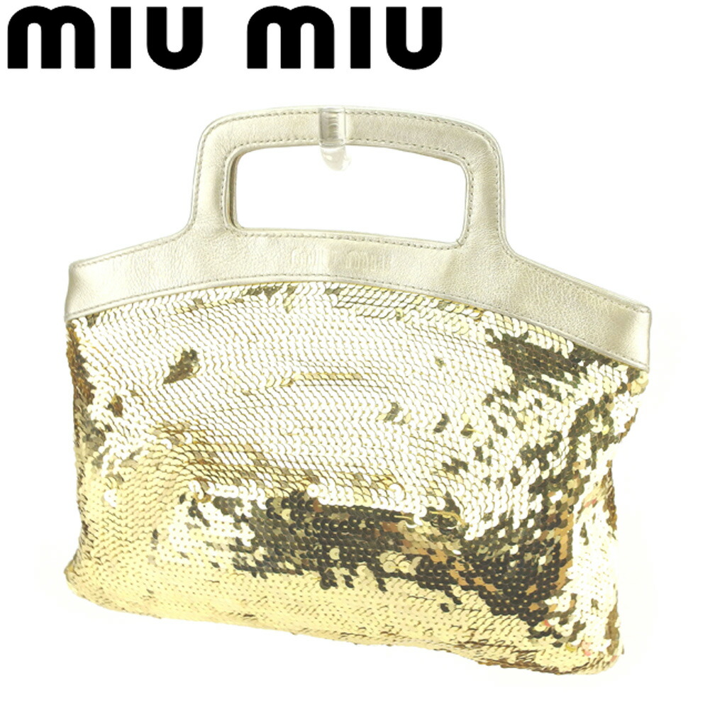 【お買い物マラソン★30%OFFクーポン】ミュウミュウ MIUMIU ハンドバッグ スパンコール ゴールド メンズ 中古 ブランド ハイブランド ヴィンテージ|ブランドデポ