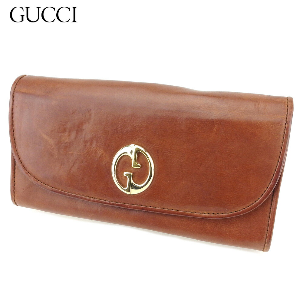 【土日BIG SALE★27％OFF引き換え証】グッチ GUCCI 長紙入れ ダブルG 赤銅色 ゴールド メンズ 中古 ブランド名 ご機嫌ブランド名 ヴィンテージ