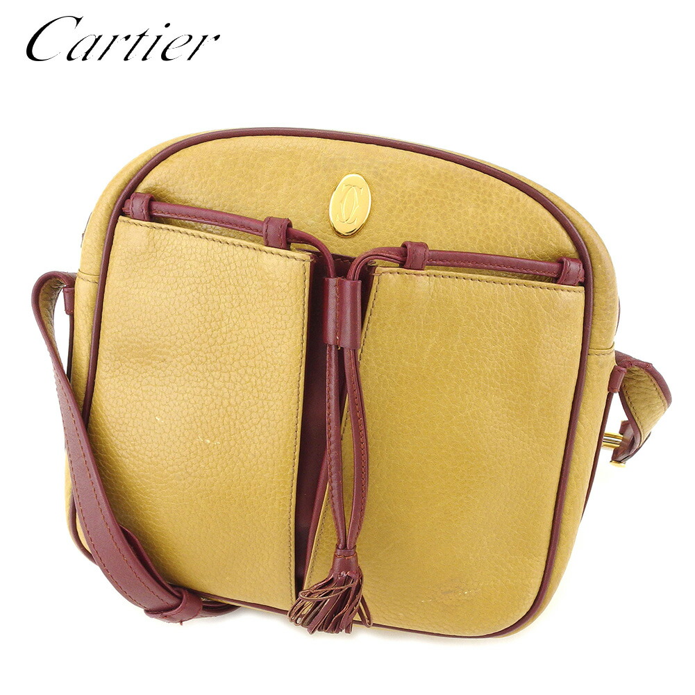 【お買い物マラソン★30％OFFクーポン】カルティエ CARTIER ショルダーバッグ マストライン ベージュ ボルドー ゴールド系 メンズ 中古 ブランド ハイブランド ヴィンテージ｜ブランドデポ