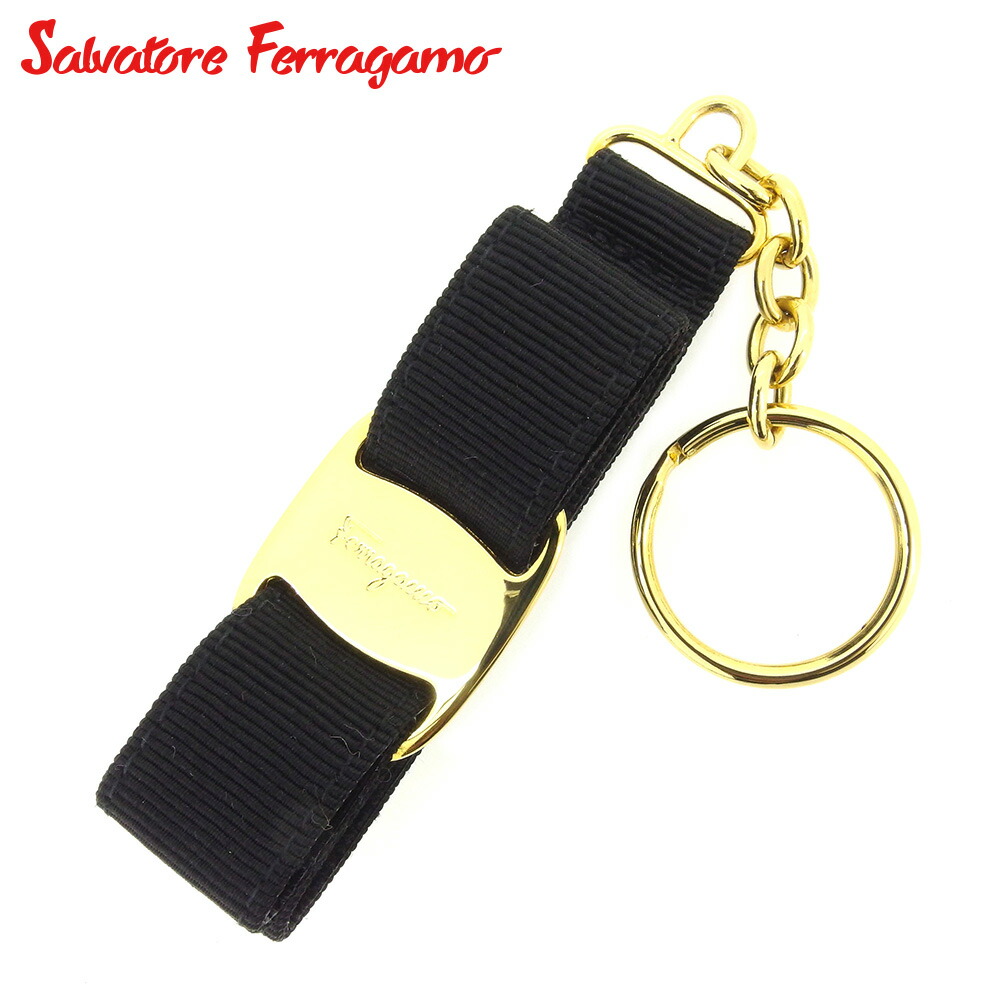 【Fashion Special Fair★29％OFFクーポン】サルヴァトーレフェラガモ Salvatore Ferragamo キーリング ヴァラリボン ブラック ゴールド メンズ 中古 ブランド ハイブランド ヴィンテージ