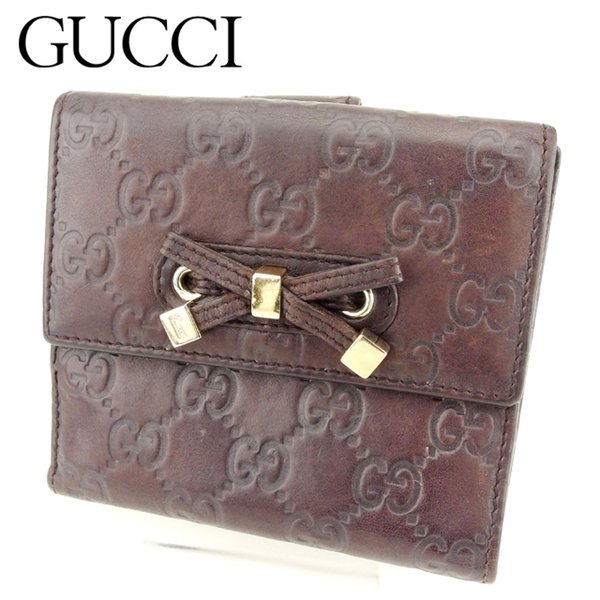 【お買い物マラソン★30％OFFクーポン】グッチ GUCCI 二つ折り財布 グッチシマ ブラウン メンズ 中古 ブランド ハイブランド ヴィンテージ｜ブランドデポ