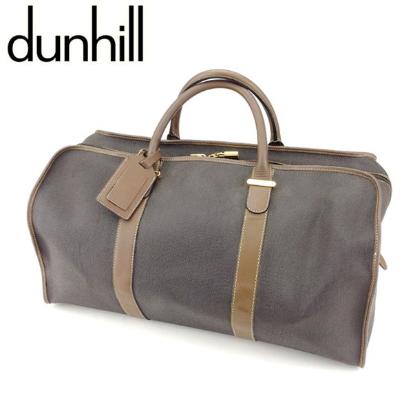 【お買い物マラソン★30％OFFクーポン】ダンヒル Dunhill ボストンバッグ ヘリンボーン ブラック ブラウン　 メンズ 中古 ブランド ハイブランド ヴィンテージ｜ブランドデポ