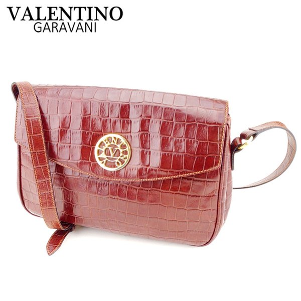 【新生活応援★29％OFFクーポン】ヴァレンティノ・ガラヴァーニ Valentino Garavani ショルダーバッグ クロコダイル型押し ブラウン メンズ 中古 ブランド ハイブランド ヴィンテージ