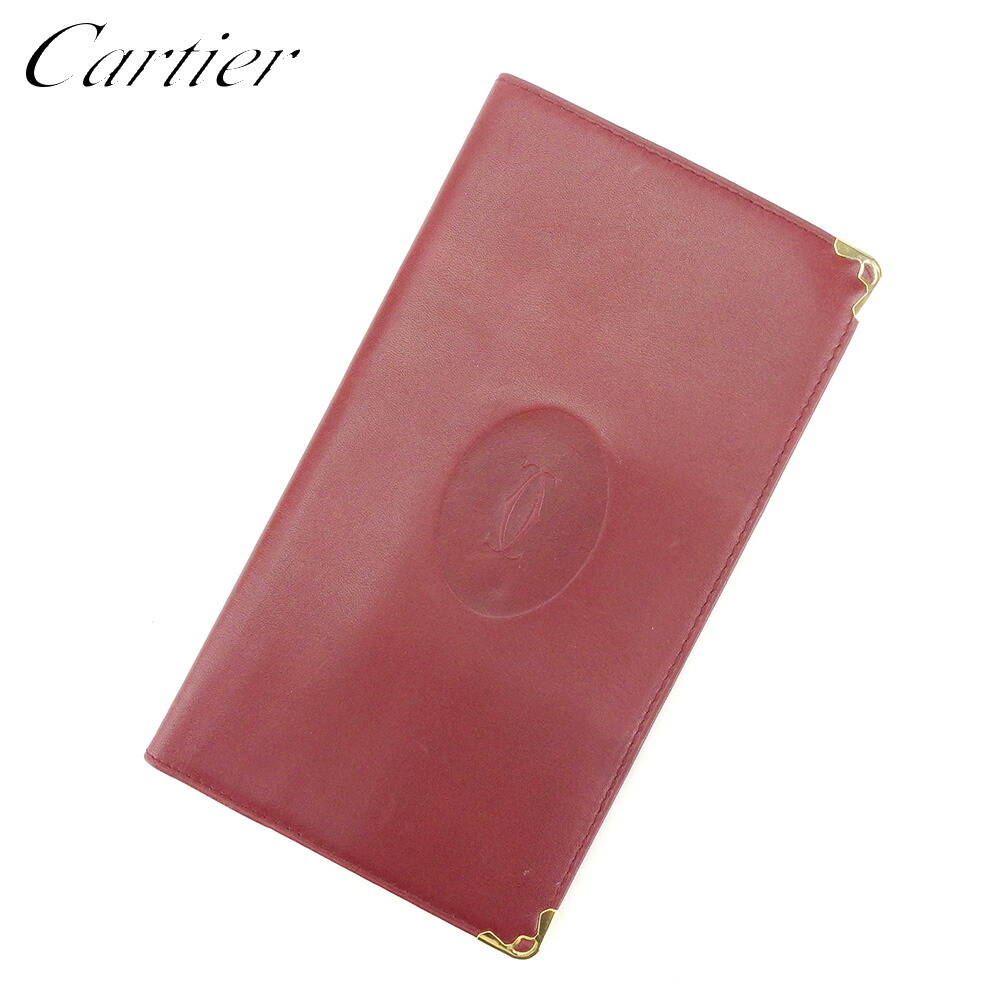 【月末BIG SALE★25％OFFクーポン】カルティエ CARTIER 札入れ マストライン ボルドー ゴールド メンズ 中古 ブランド ハイブランド ヴィンテージ｜ブランドデポ
