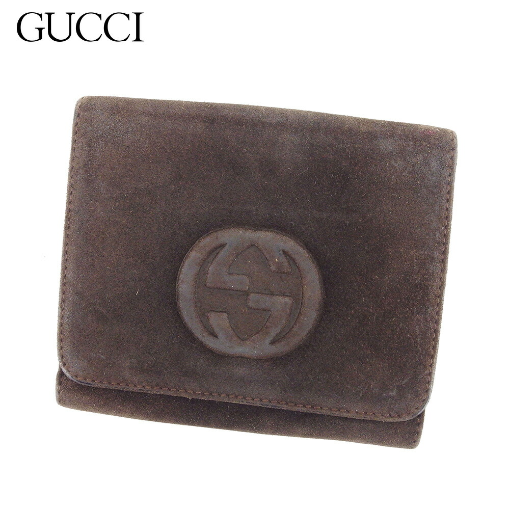 【お買い物マラソン★30％OFFクーポン】グッチ GUCCI 二つ折り財布 ダブルG インターロッキングG ブラウン メンズ 中古 ブランド ハイブランド ヴィンテージ