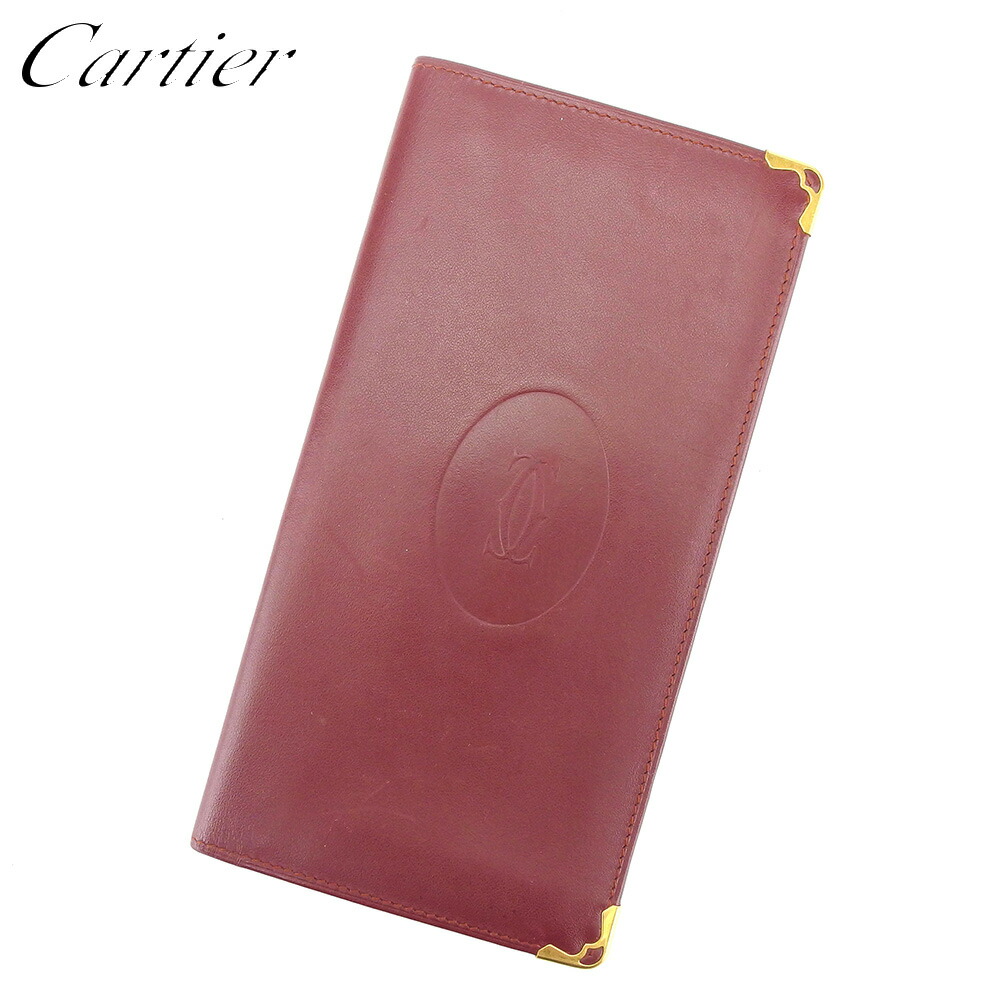 【お買い物マラソン★30％OFFクーポン】カルティエ CARTIER 札入れ マストライン ボルドー ゴールド メンズ 中古 ブランド ハイブランド ヴィンテージ