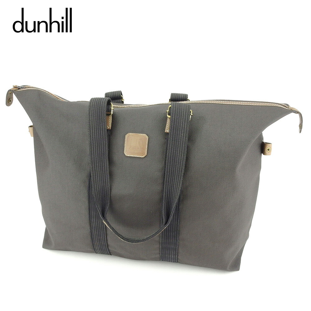 【お買い物マラソン★30％OFFクーポン】ダンヒル Dunhill ボストンバッグ グレー 灰色　ライトブラウン メンズ 中古 ブランド ハイブランド ヴィンテージ