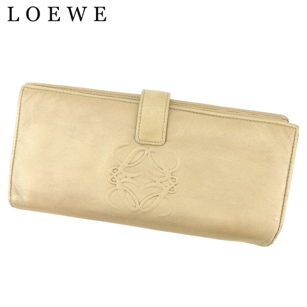 【お買い物マラソン★30％OFFクーポン】ロエベ LOEWE 長財布 アナグラム ゴールド シルバー メンズ 中古 ブランド ハイブランド ヴィンテージ