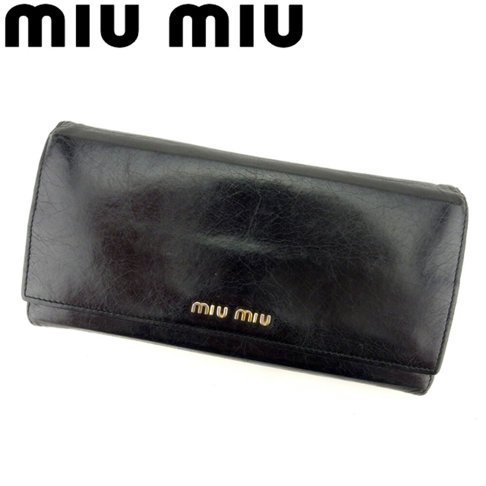 【Fashion Special Fair★24％OFFクーポン】ミュウミュウ MIUMIU 長財布 ブラック　パープル メンズ 中古 ブランド ハイブランド ヴィンテージ 21,362円