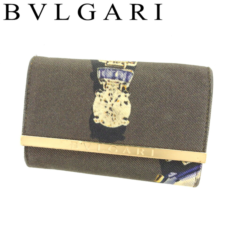 【お買い物マラソン★30％OFFクーポン】ブルガリ BVLGARI キーケース ジュエルプリント ブラウン ゴールド系 レディース 中古 ブランド ハイブランド ヴィンテージ