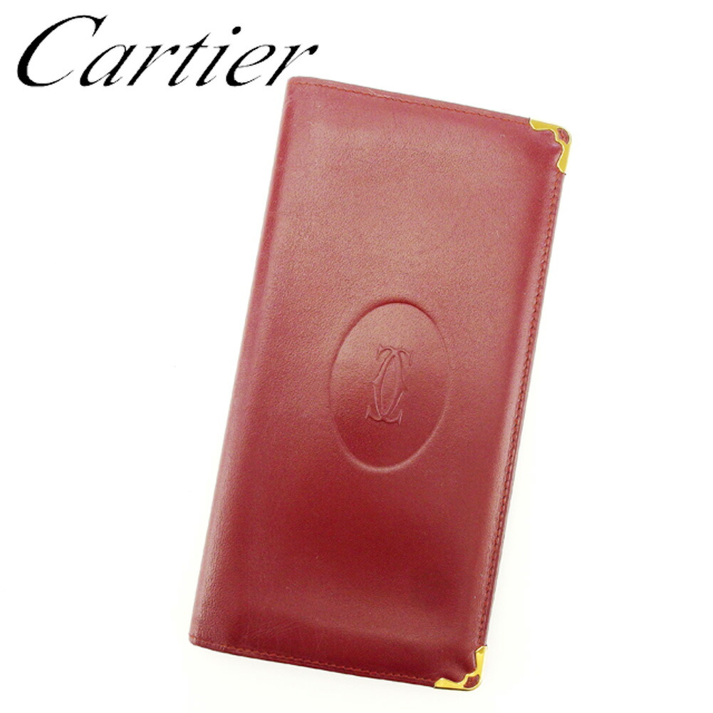 【決算前SALE★50％OFFクーポン券】カルティエ CARTIER 紙入れ 船檣伝達ルート ボルドーワイン メンズ 中古 ブランド名 ご機嫌ブランド名 ヴィンテージ