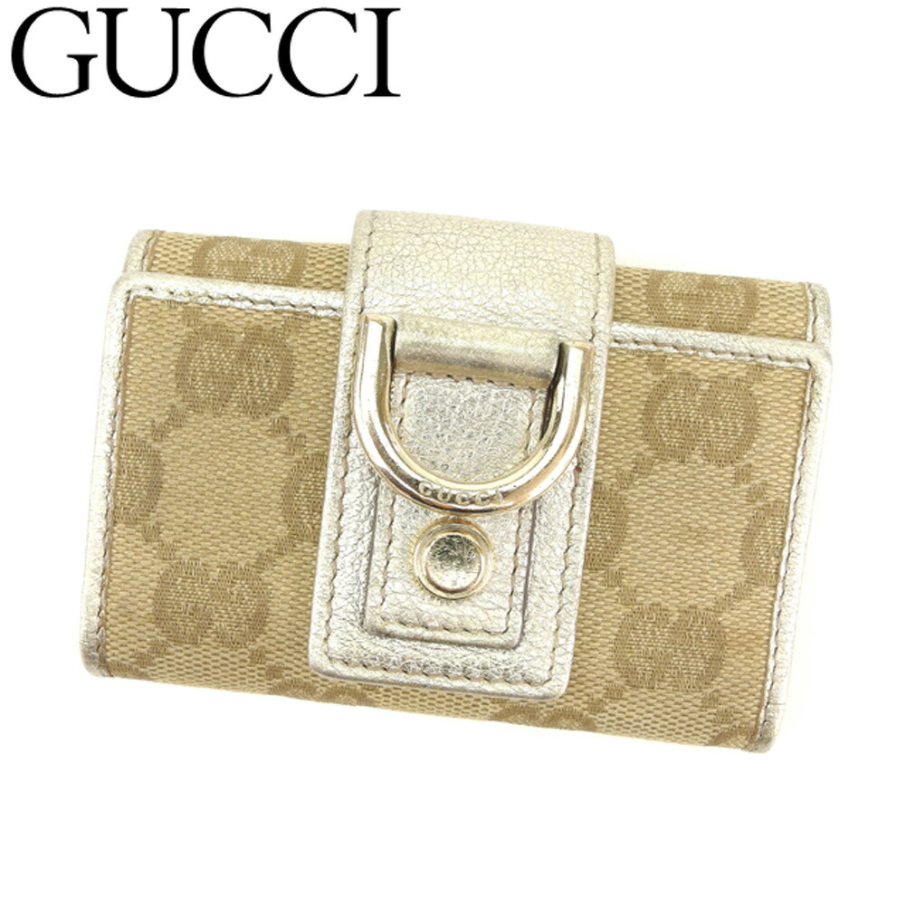 【お買い物マラソン★30％OFFクーポン】グッチ GUCCI キーケース ＧＧキャンバス アビー ベージュ ゴールド メンズ 中古 ブランド ハイブランド ヴィンテージ