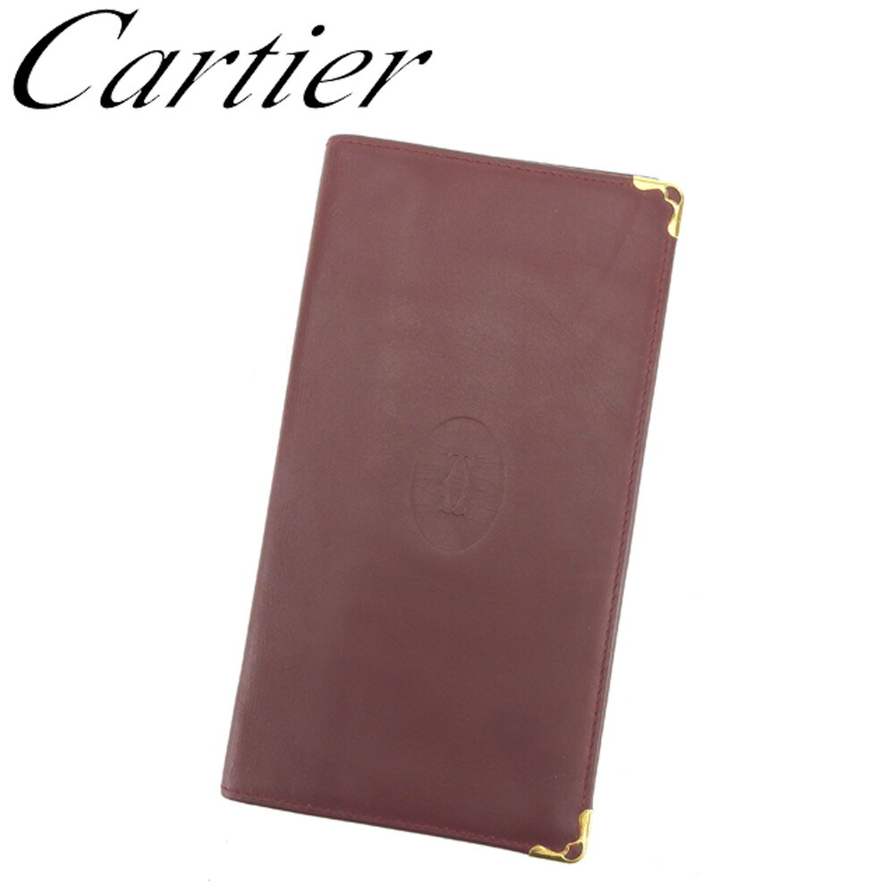 【お買い出しマラソン★30％OFF引き換え証】カルティエ CARTIER 金入れ 帆檣伝達ルート ボルドーワイン ゴールド メンズ 中古 ブランド名 ご機嫌ブランド名 ヴィンテージ バッグ・小物・ブランド雑貨-レディース財布