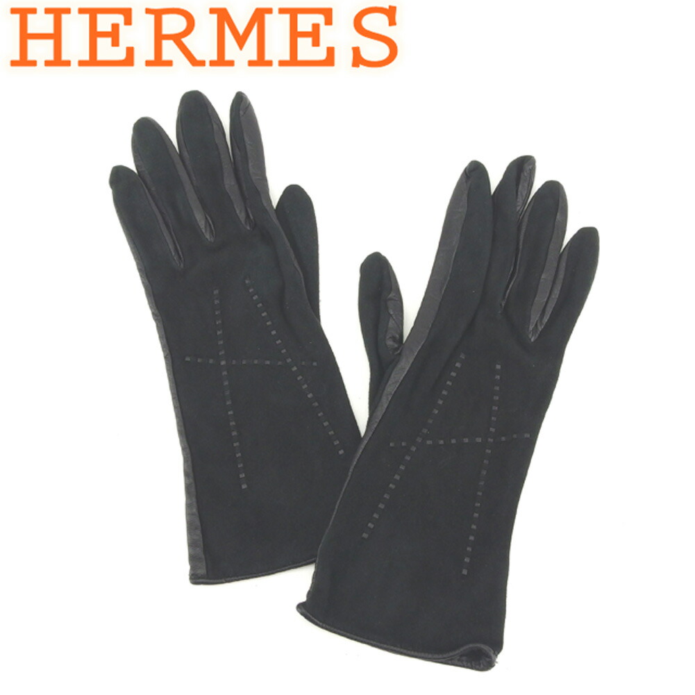【新生活応援★29％OFFクーポン】エルメス HERMES 手袋 Hモチーフ ブラック レディース 中古 ブランド ハイブランド ヴィンテージ 28,084円