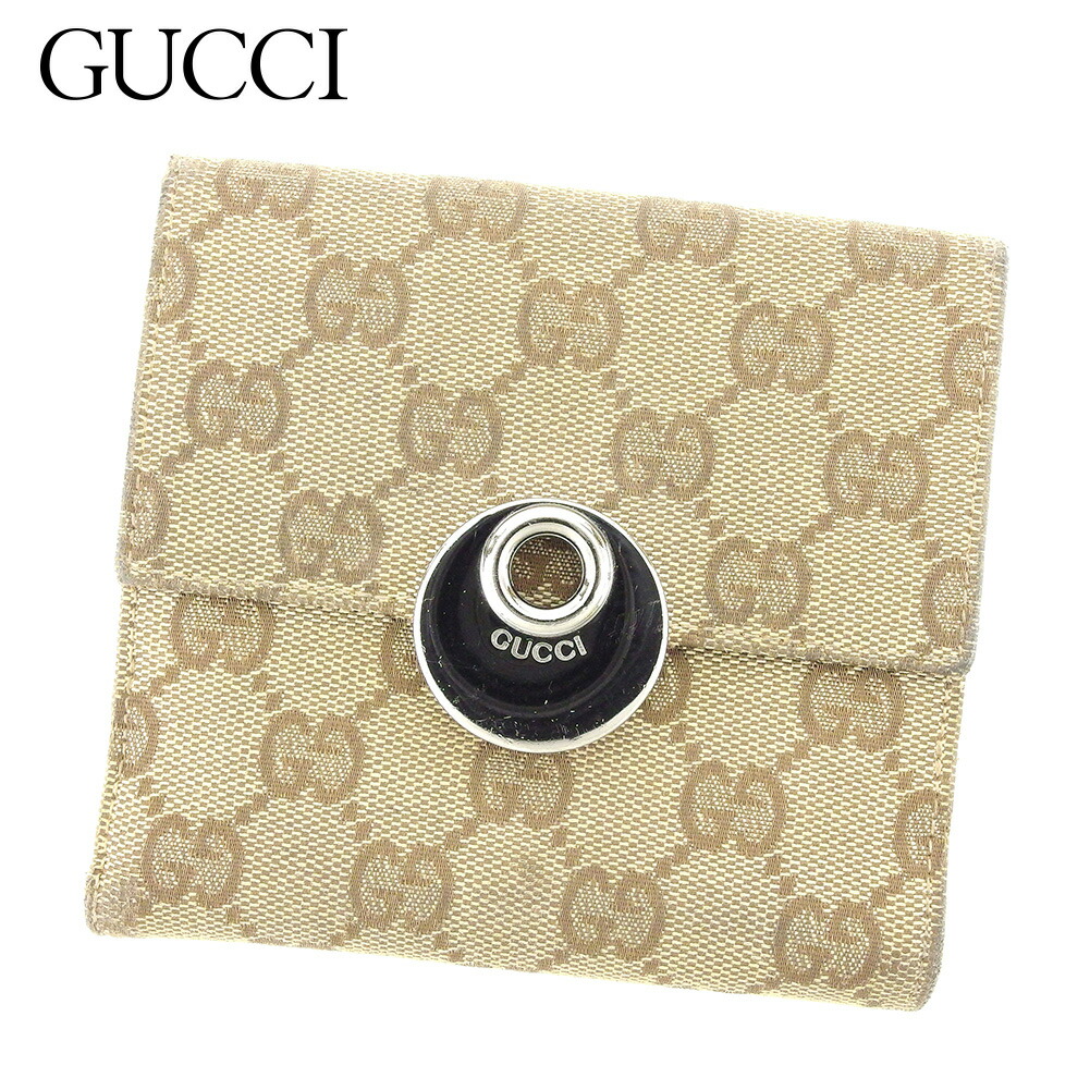 【お買い出しマラソン★30％OFF引き換え証】グッチ GUCCI 二つ折り札入れ GG柄 赤銅色 ベージュ メンズ 中古 ブランド名 ご機嫌ブランド名 ヴィンテージ 財布・ケース-レディース財布