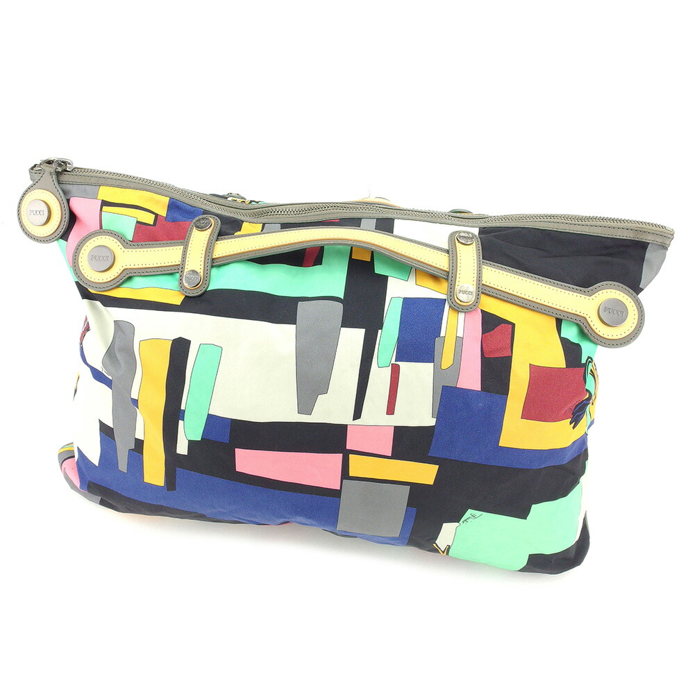 【お買い物マラソン★30％OFFクーポン】エミリオ・プッチ Emilio Pucci ボストンバッグ プッチ模様 ピンク オレンジ ネイビー ベージュブラック レディース 中古 ブランド ハイブランド ヴィンテージ